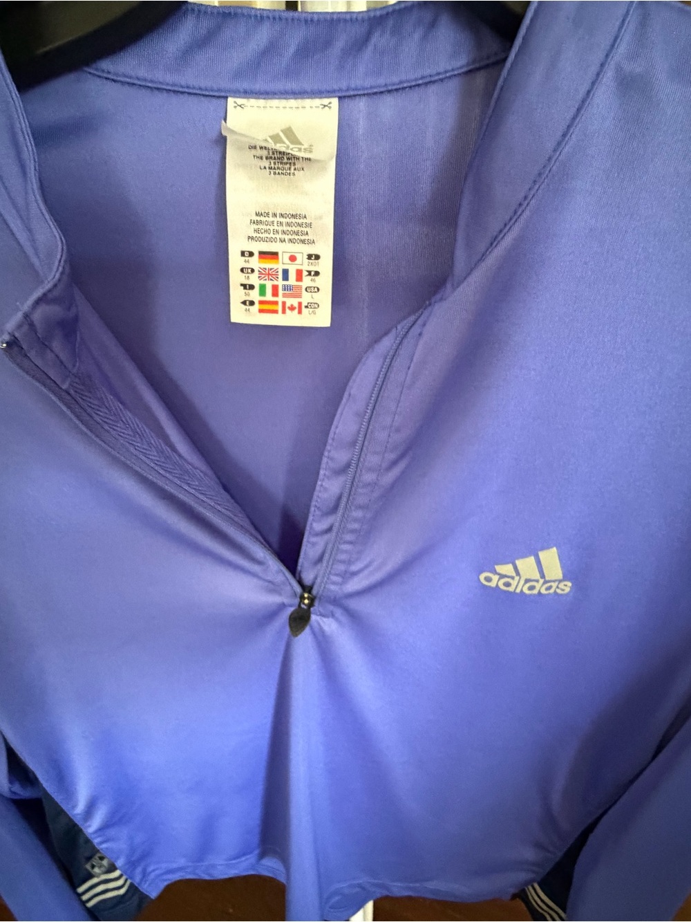 adidas Lavender Long-Sleeve Climalite Top with Quarter Zip, L, like new - Picture 2 of 9